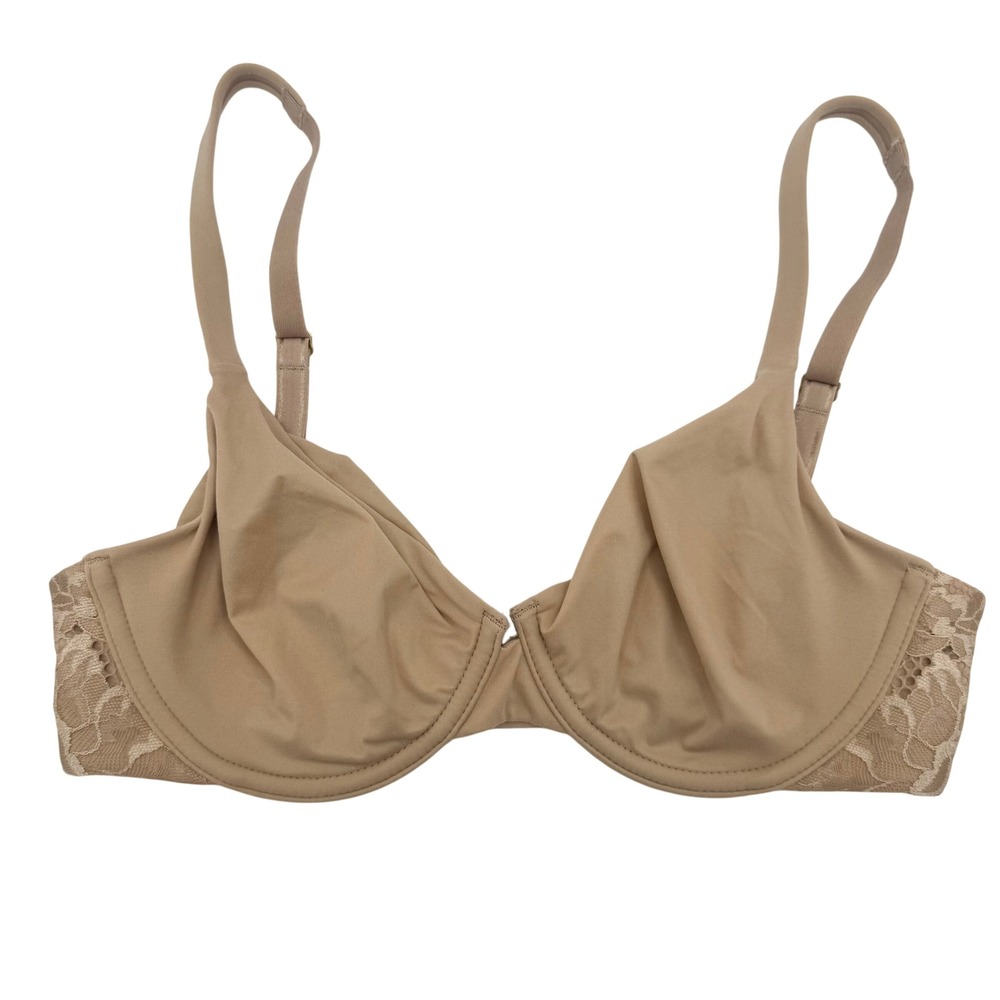 Soma Bra Women 32C/D Tan Embraceable Unlined Perfect Coverage Lace Trim